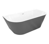 Mexen Oris baignoire autoportante contre le mur rainurée 170 x 80 cm, blanc/gris, trop-plein nickel brossé - 52871708062-97 77284 5905315623669