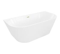 Mexen Oris baignoire autoportante à poser nervurée 150 x 75 cm, blanche, trop-plein doré brossé - 52871507500-55 76768 5905315623201