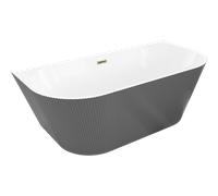 Mexen Oris baignoire autoportante murale cannelée 170 x 80 cm, blanche/grise, trop-plein doré - 52871708062-50 77272 5905315623591