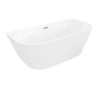 Mexen Oris baignoire autoportante murale nervurée 170 x 80 cm, blanche, trop-plein cuivre brossé - 52871708000-65 77252 5905315623522