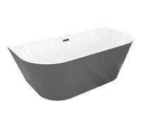 Mexen Oris baignoire autoportante murale rainurée 150 x 75 cm, blanc/gris, trop-plein noir - 52871507562-70 77152 5905315623348