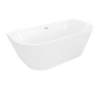 Mexen Oris baignoire autoportante murale rainurée 150 x 75 cm, blanche, trop-plein en nickel brossé - 52871507500-97 76816 5905315623263