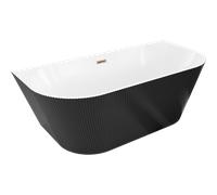Mexen Oris baignoire autoportante murale rainurée 170 x 80 cm, blanc/noir, trop-plein or rose - 52871708075-60 77289 5905315623713