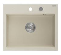 Mexen Oscar évier en granit 1 bac 580 x 490 mm, beige, siphon chromé - 6519581000-69 29243 5905315070838