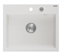 Mexen Oscar Évier en granit 1 bac 580 x 490 mm, blanc, siphon chromé - 6519581000-20 29240 5905315070821