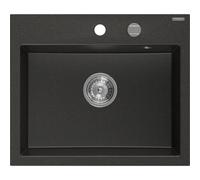 Mexen Oscar évier en granit 1 bac 580 x 490 mm, noir/doré métallisé, siphon chromé - 6519581000-75 29254 5905315070869