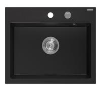 Mexen Oscar Évier en granit 1 bac 580 x 490 mm, noir, siphon chromé - 6519581000-77 29259 5905315070883