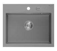 Mexen Oscar Évier en granit 1 bassin 580 x 490 mm, gris, siphon chromé - 6519581000-71 29246 5905315070845