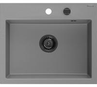 Mexen Oscar Evier en granit 1 bassin 580 x 490 mm, gris, siphon noir - 6519581000-71-B
