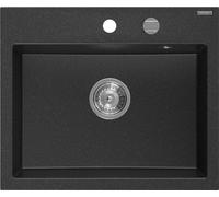 Mexen Oscar évier en granit à 1 bac 580 x 490 mm, noir/argent métallique, siphon chromé - 6519581000-73 29252 5905315070852