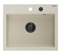 Mexen Oscar évier en granit à 1 bac 580 x 490 mm, beige, siphon noir - 6519581000-69-B 29297 5905315236470