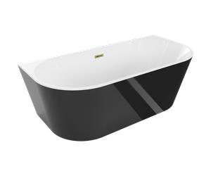 Mexen Oval baignoire autoportante adossée 140 x 75 cm, blanc/noir, trop-plein doré - 52671407575-50 46088 5905315381439