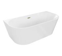 Mexen Oval baignoire autoportante adossée 150 x 75 cm, blanche, trop-plein doré - 52671507500-50 46100 5905315381538