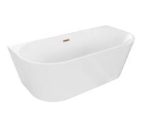 Mexen Oval baignoire autoportante adossée 160 x 80 cm, blanche, trop-plein cuivre brossé - 52671608000-65 46123 5905315381767
