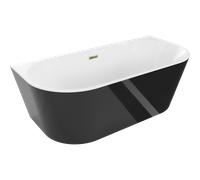 Mexen Oval baignoire autoportante adossée 180 x 80 cm, blanc/noir, trop-plein doré - 52671808075-50 46170 5905315382238