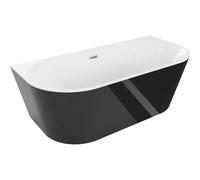 Mexen Oval baignoire autoportante adossée 180 x 80 cm, blanche/noire, trop-plein en nickel brossé - 52671808075-97 46177 5905315382306