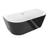 Mexen Oval baignoire autoportante contre un mur 170 x 80 cm, blanche/noire, trop-plein doré brossé - 52671708075-55 46151 5905315382047