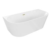 Mexen Oval baignoire autoportante murale 160 x 80 cm, blanche, trop-plein doré brossé - 52671608000-55 46121 5905315381743