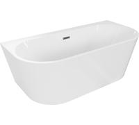 Mexen Oval+ baignoire ilot contre le mur 170 x 80 cm, blanche, trop-plein gun metal - 52681708000-95