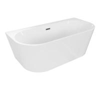 Mexen Oval+ baignoire indépendante adossée 170 x 80 cm, blanche, trop-plein métal canon - 52681708000-95 53163 5905315399533