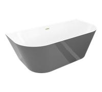 Mexen Oval Slim baignoire autoportante adossée 170 x 80 cm, blanc/gris, trop-plein doré brossé - 52661708062-55 76210 5905315621603