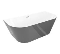 Mexen Oval Slim baignoire autoportante adossée 170 x 80 cm, blanc/gris, trop-plein en métal canon - 52661708062-95 76233 5905315621658