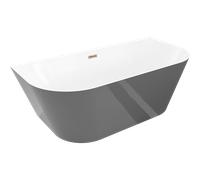 Mexen Oval Slim baignoire autoportante adossée 170 x 80 cm, blanc/gris, trop-plein or rose - 52661708062-60 76213 5905315621610