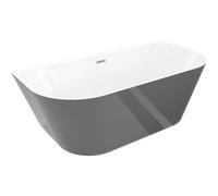 Mexen Oval Slim baignoire autoportante adossée 170 x 80 cm, blanche/grise, trop-plein chromé - 52661708062-01 76175 5905315621573