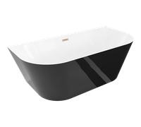 Mexen Oval Slim baignoire autoportante adossée 170 x 80 cm, blanche/noire, trop-plein cuivre brossé - 52661708075-65 76273 5905315621726