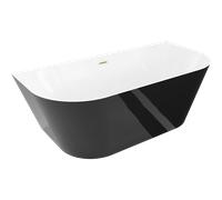 Mexen Oval Slim baignoire autoportante adossée 170 x 80 cm, blanche/noire, trop-plein doré brossé - 52661708075-55 76262 5905315621702