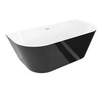 Mexen Oval Slim baignoire autoportante adossée 170 x 80 cm, blanche/noire, trop-plein en nickel brossé - 52661708075-97 76291 5905315621764