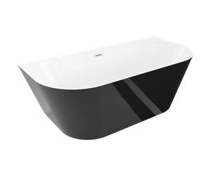 Mexen Oval Slim baignoire autoportante adossée 170 x 80 cm, blanche/noire, trop-plein en nickel brossé - 52661708075-97 76291 5905315621764