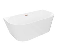 Mexen Oval Slim baignoire autoportante adossée 170 x 80 cm, blanche, trop-plein cuivre brossé - 52661708000-65 61685 5905315576521