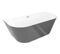 Mexen Oval Slim baignoire autoportante contre le mur 170 x 80 cm, blanc/gris, trop-plein doré - 52661708062-50 76206 5905315621597