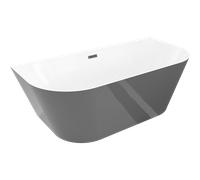 Mexen Oval Slim baignoire autoportante murale 170 x 80 cm, blanc/gris, trop-plein noir - 52661708062-70 76229 5905315621641