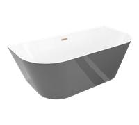 Mexen Oval Slim baignoire autoportante murale 170 x 80 cm, blanche/grise, trop-plein cuivre brossé - 52661708062-65 76217 5905315621627