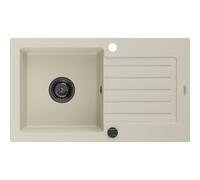 Mexen Pablo évier en granit 1 bac avec égouttoir 752 x 436 mm, beige, siphon noir - 6510751010-69-B 16335 5905315013101