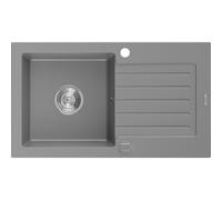 Mexen Pablo évier en granit à 1 bac avec égouttoir 752 x 436 mm, gris, siphon chromé - 6510751010-71 3488 5907709194427