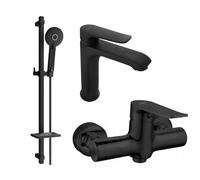 Pecos DQ40 SET mitigeur de lavabo + mitigeur de douche avec accessoires , noir (72704DQ40-70)