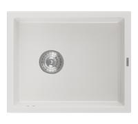 Mexen Pedro évier de cuisine en granit 1 cuve 560 x 460 mm, blanc, siphon chromé - 6508561000-20 3997 5907709194236