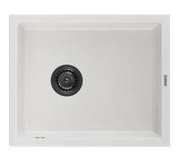 Mexen Pedro évier en granit 1 bac 560 x 460 mm, blanc, siphon noir - 6508561000-20-B 16327 5905315013026