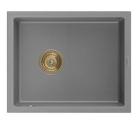 Mexen Pedro évier en granit 1 bac 560 x 460 mm, gris, siphon doré - 6508561000-71-G 16176 5905315011855