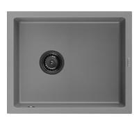 Mexen Pedro évier en granit 1 bac 560 x 460 mm, gris, siphon noir - 6508561000-71-B 16329 5905315013040