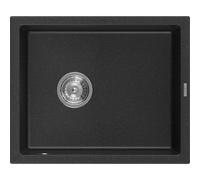 Mexen Pedro évier en granit 1 bac 560 x 460 mm, noir/argent métallique, siphon chromé - 6508561000-73 4000 5907709194274