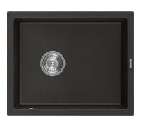 Mexen Pedro évier en granit 1 bac 560 x 460 mm, noir/doré métallisé, siphon chromé - 6508561000-75 4001 5907709194281