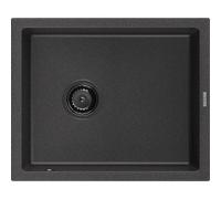 Mexen Pedro évier en granit 1 bac 560 x 460 mm, noir moucheté, siphon noir - 6508561000-76-B 16332 5905315013071