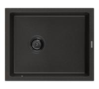 Mexen Pedro évier en granit 1 bac 560 x 460 mm, noir/or métallique, siphon noir - 6508561000-75-B 16331 5905315013064