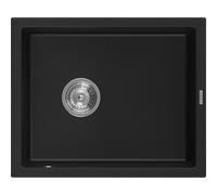 Mexen Pedro évier en granit 1 bac 560 x 460 mm, noir, siphon chromé - 6508561000-77 4003 5907709194304