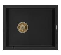 Mexen Pedro évier en granit 1 bac 560 x 460 mm, noir, siphon doré - 6508561000-77-G 16180 5905315011893