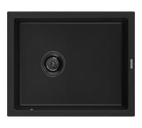 Mexen Pedro évier en granit à 1 bac 560 x 460 mm, noir, siphon noir - 6508561000-77-B 16333 5905315013088